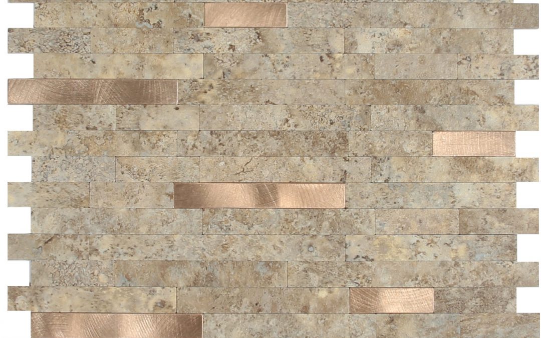 Beige Stone mosaic with brushed cooper